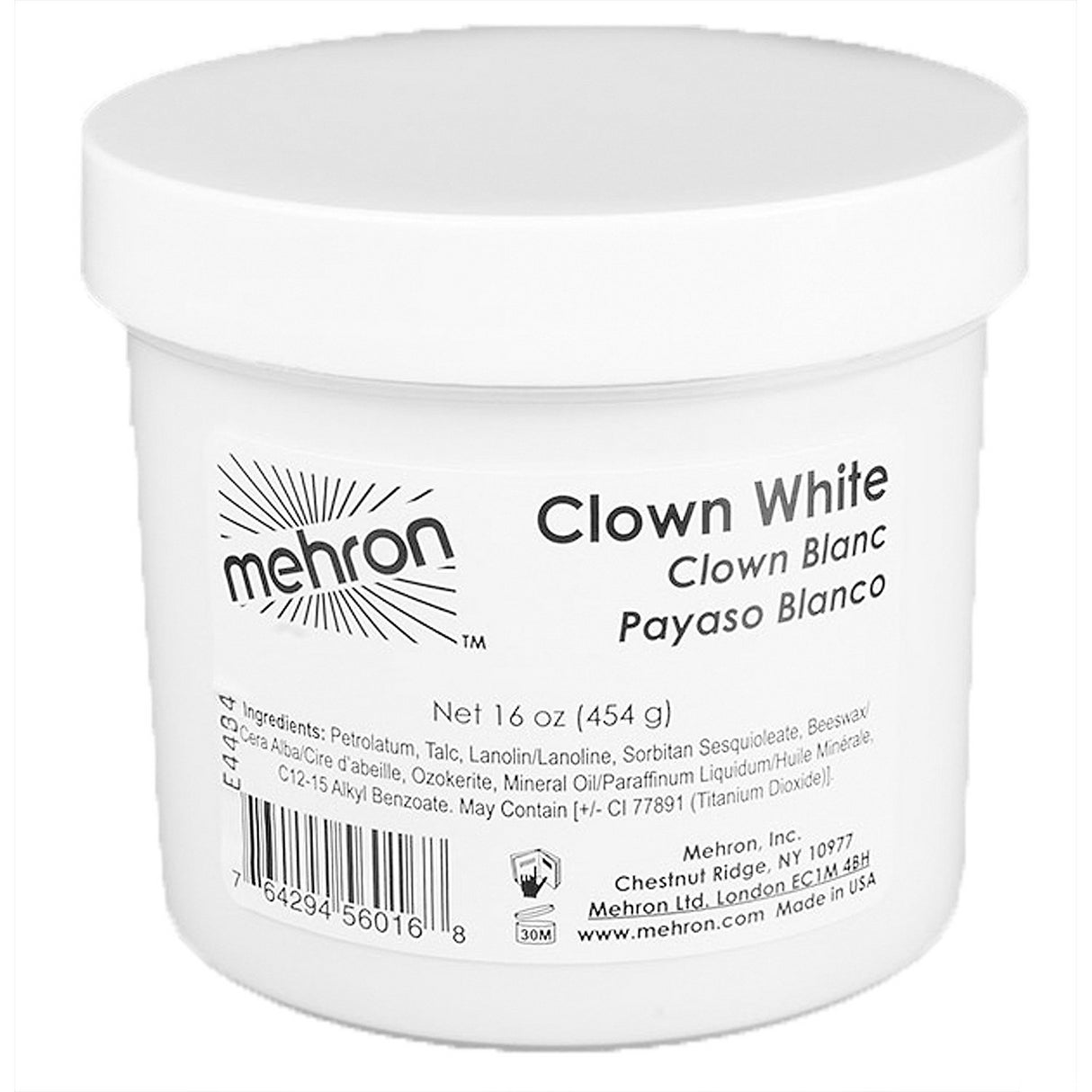 Premium Clown White 16 Oz Makeup for Halloween Parties and Theatrical Performances