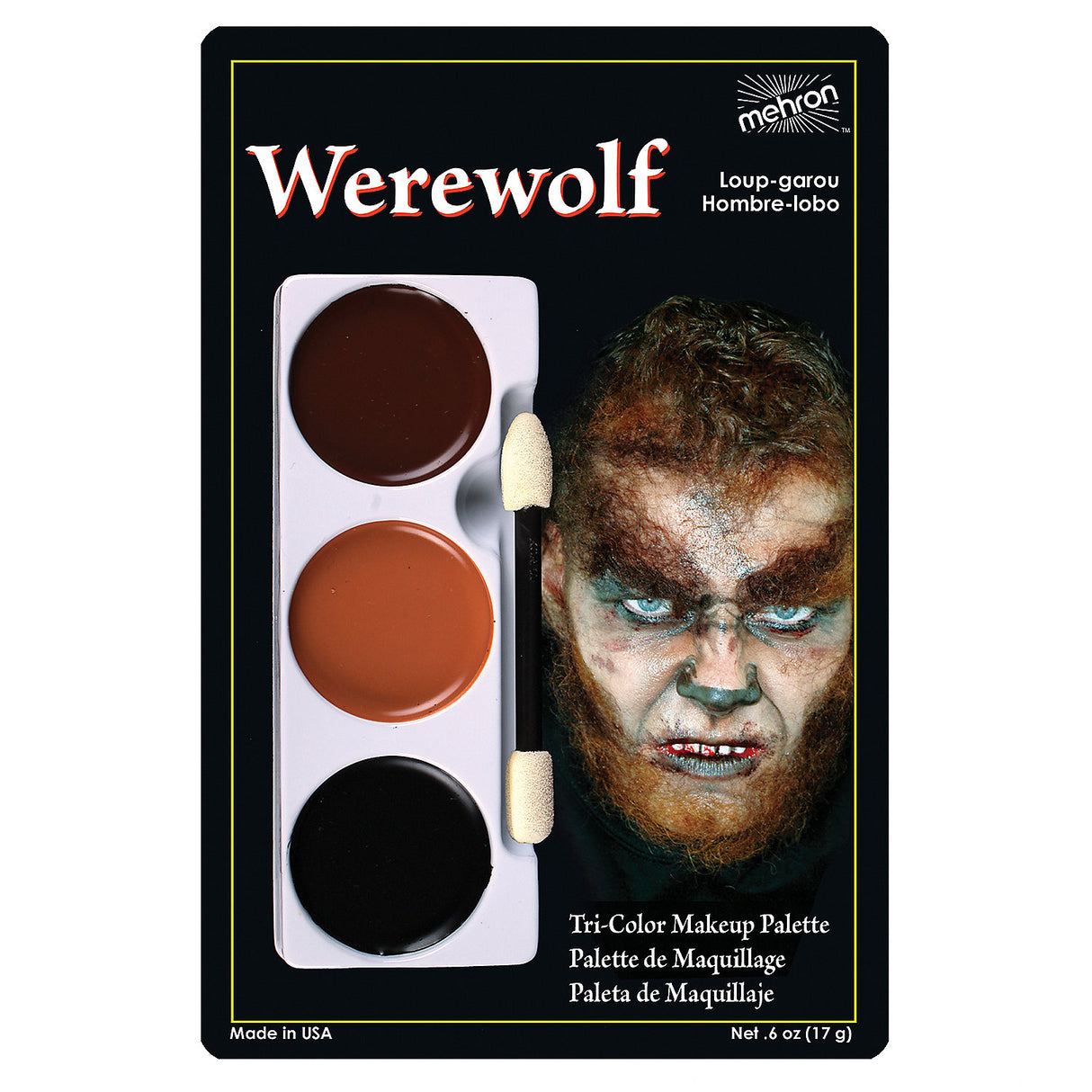 Mehron Wolfman Tri Color Makeup Palette for Halloween Costumes and Creative Makeup Designs
