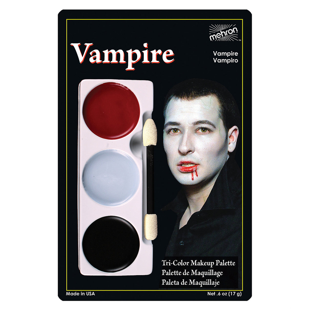 Mehron Vampire Tri-Color Makeup Palette for Halloween Costume Face Painting and Character Creation