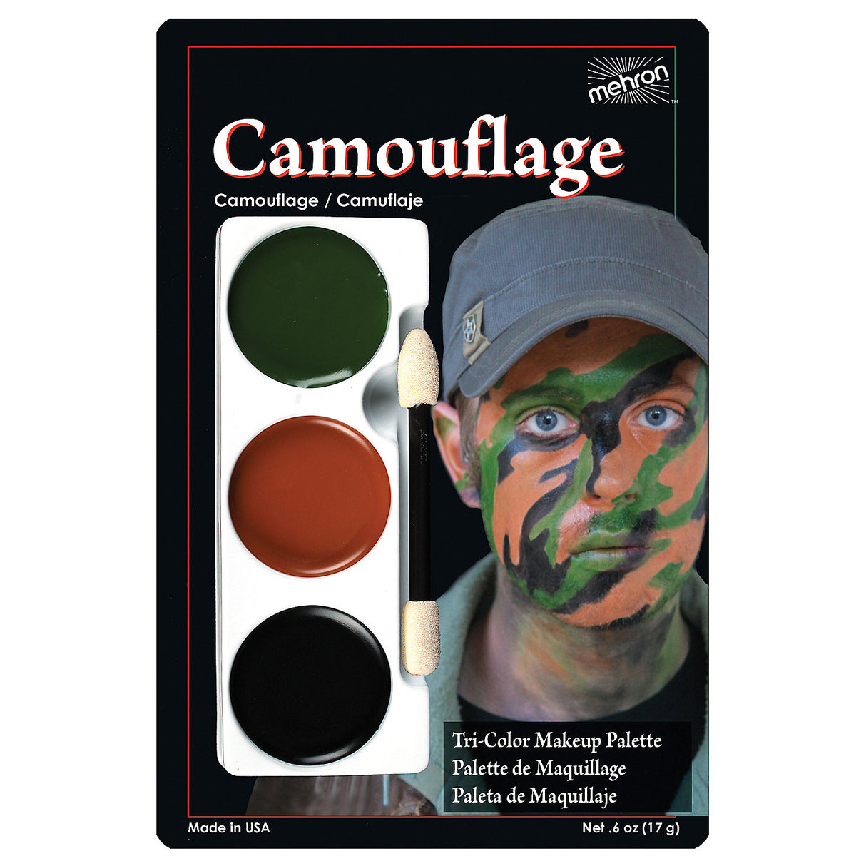 Mehron Camo Tri Color Palette for Creative Makeup and Halloween Costumes