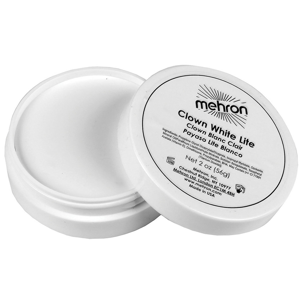 Mehron Clown White Lite Makeup for Mimes Theatrical Performances and Halloween Costumes