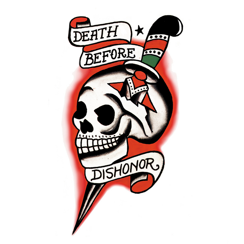 Realistic Tattoo Vintage Db4 Dishonor Skull for Halloween Parties Costume Events and Creative Dress Ups