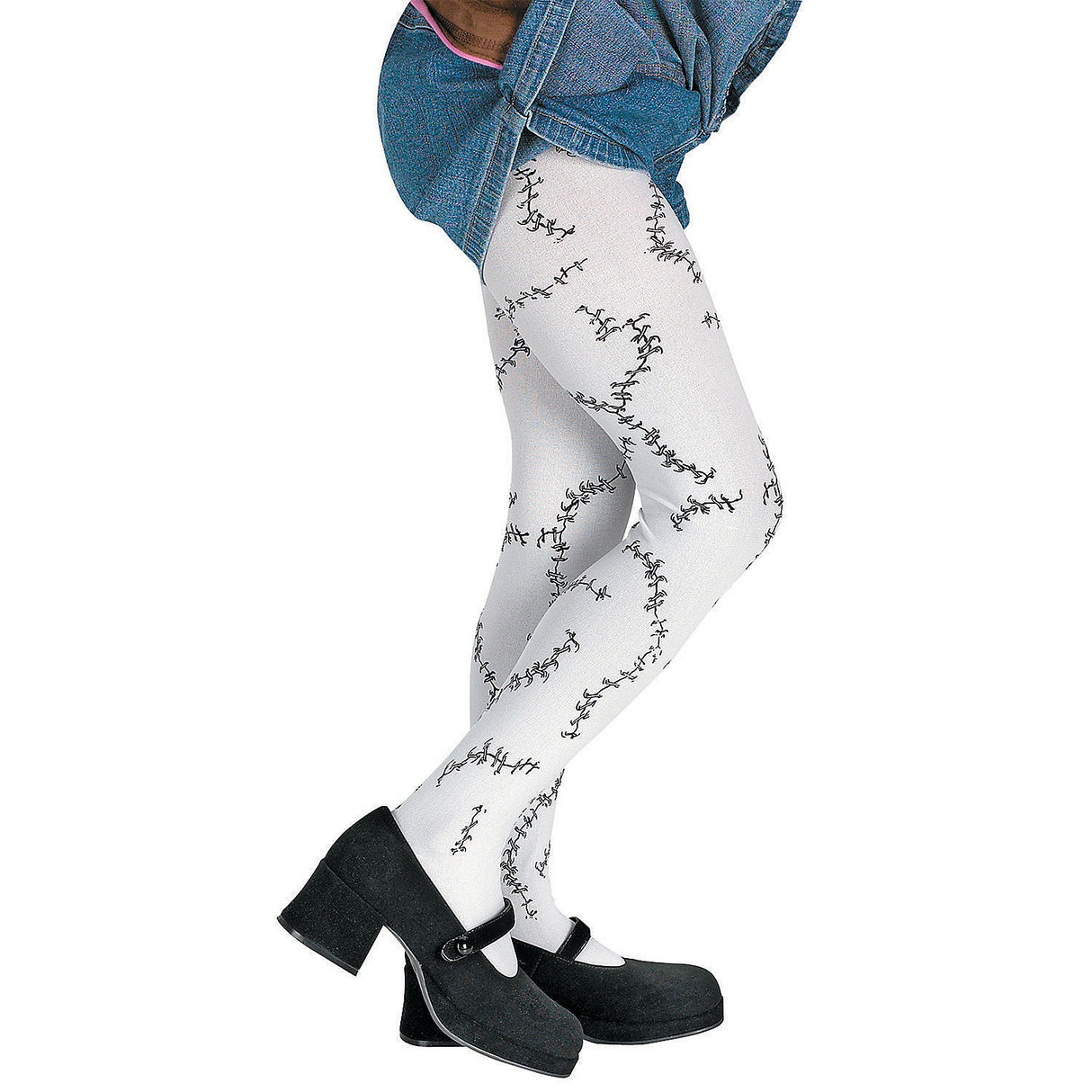 Creepy Stitched Pantyhose for Halloween Costumes Parties and Spooky Dress-up Events