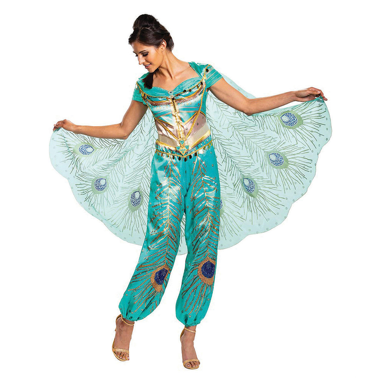 Gorgeous Jasmine Teal Deluxe Adult Costume for Halloween Cosplay Events and Themed Dress-Up Parties