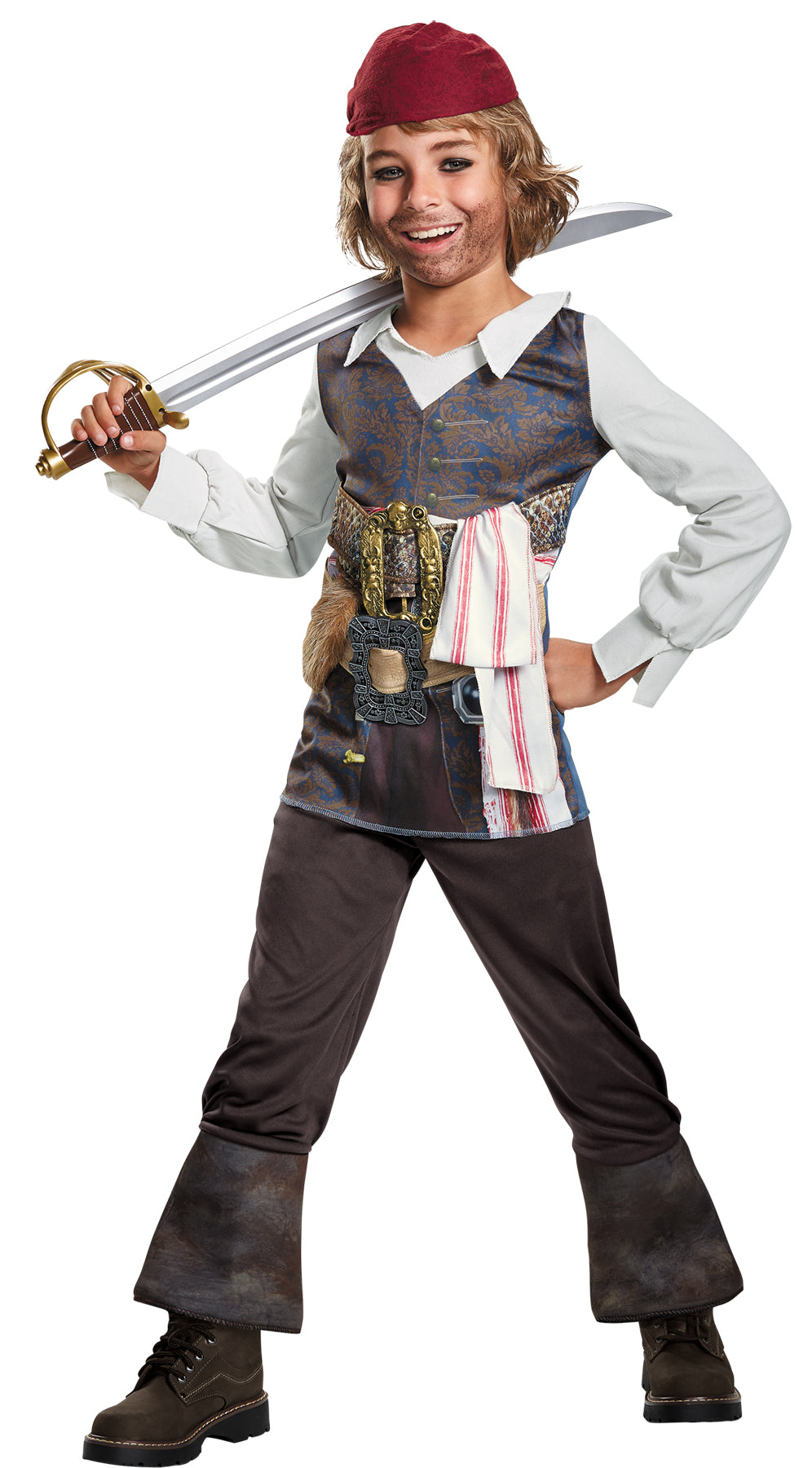 Pirates Of The Caribbean Captain Jack Sparrow Classic Costume for Kids Halloween Parties and Movie Dress Up