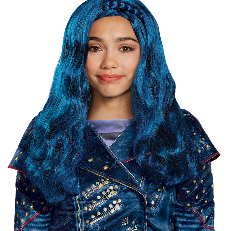 Bright Blue Evie Isle Look Wig for Kids Parties Halloween Events and Costume Dress-ups