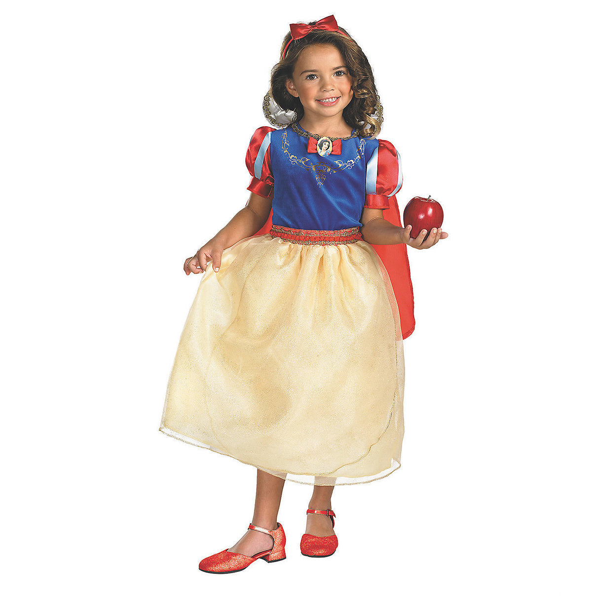 Deluxe Toddler Snow White Costume with Detachable Cape for Halloween Parties and Dress Up Events