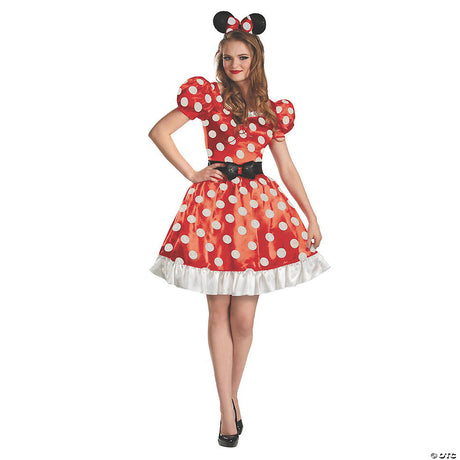 Classic Red Minnie Mouse Adult Costume for Halloween Parties and Disney Themed Events