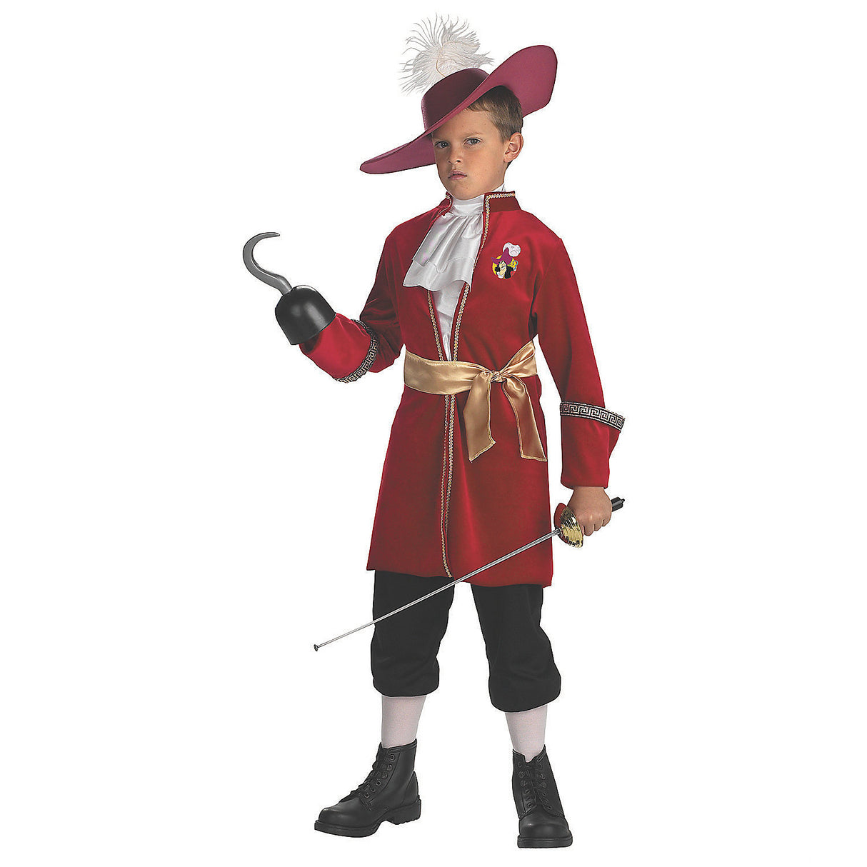 Boy's Captain Hook Pirate Costume for Halloween School Events and Theatrical Performances