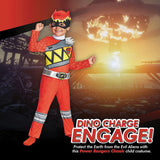 Red Ranger Dino Classic Costume for Kids Halloween Parties and Creative Play
