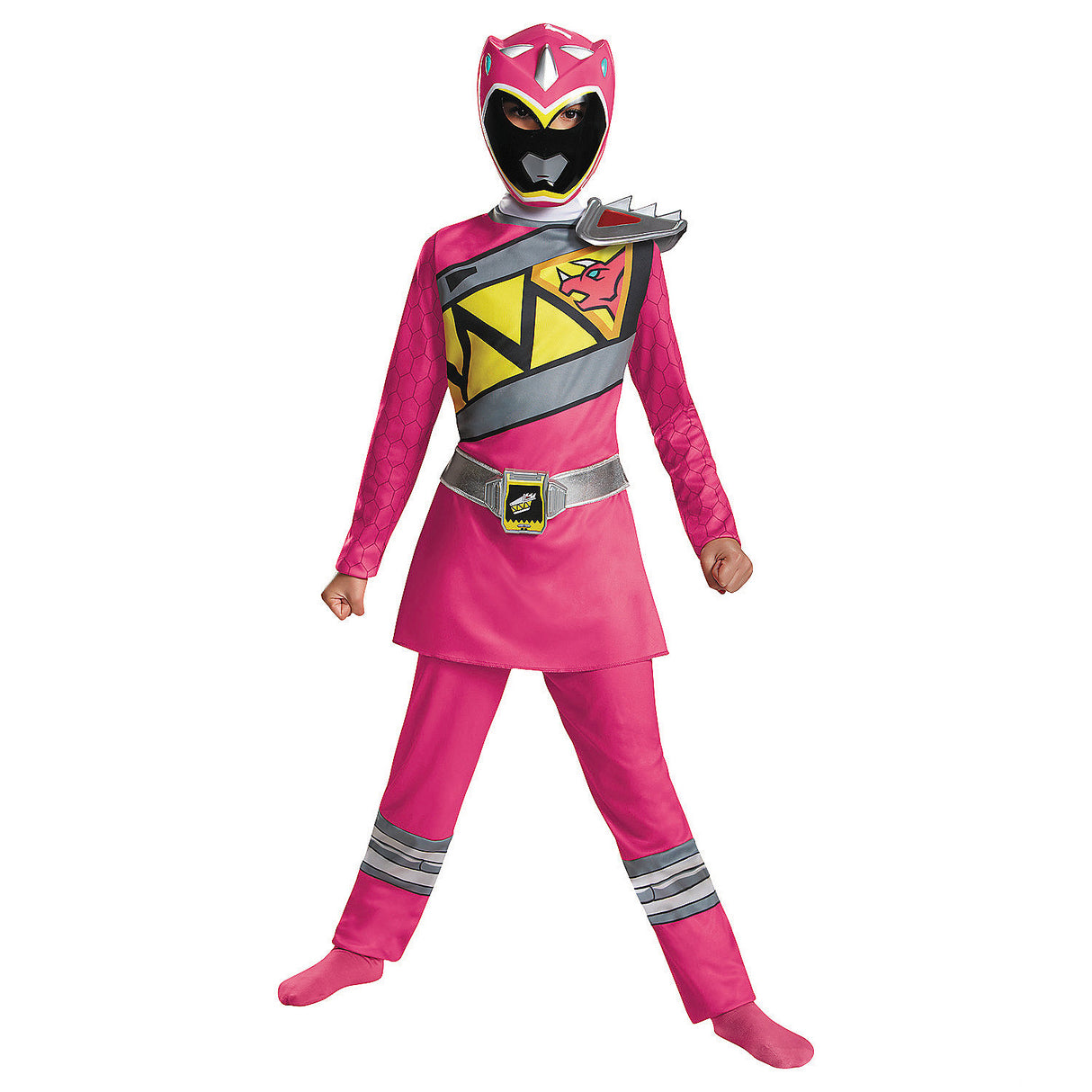 Girl's Pink Ranger Dino Charge Costume for Halloween Parties and Superhero Adventures
