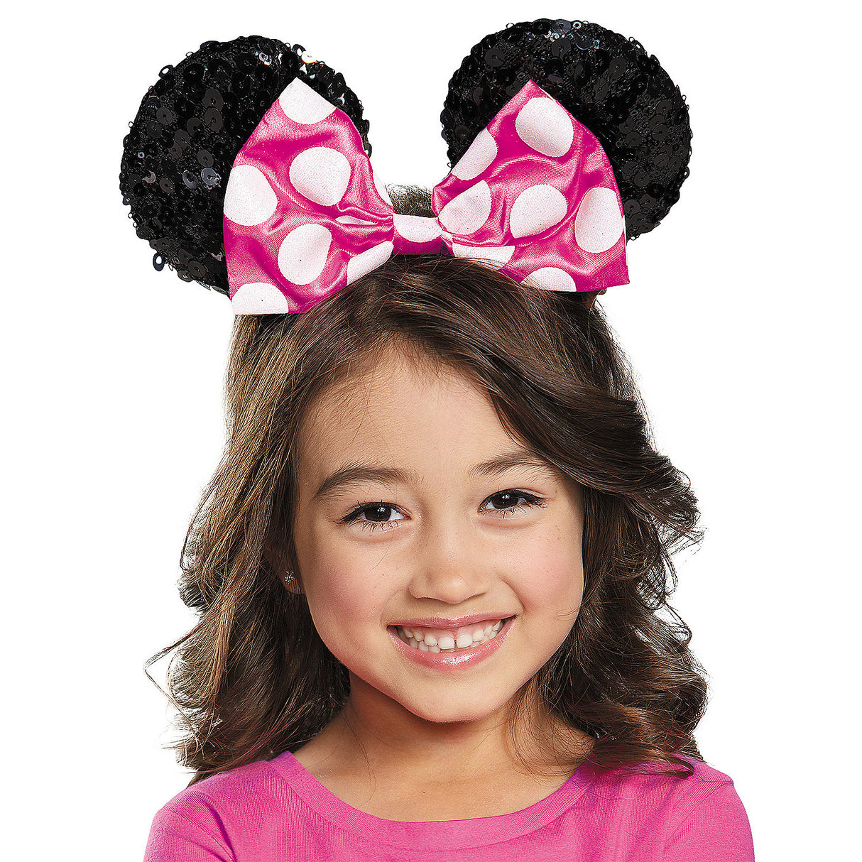 Adorable Girl's Pink Minnie Mouse Ears for Halloween Costume Theme Parties and Dress-Up Events