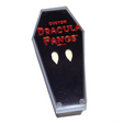 realistic vampire fangs in coffin Halloween accessory