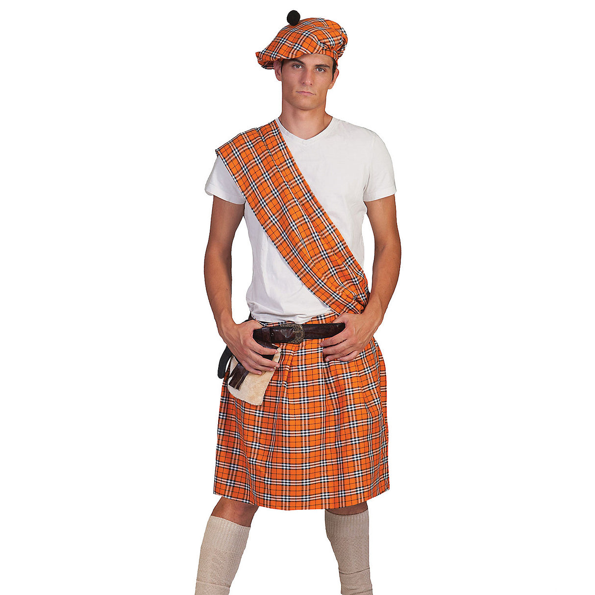 Highlander Orange Ad One Size Costume for Scottish Parties Festivals and Themed Events