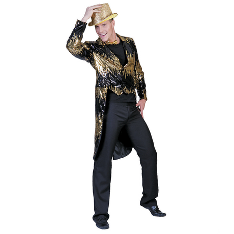 RADYAN Adult Sparkly Gold Broadway Tailcoat Jacket for Costume Parties product image showing the product clearly