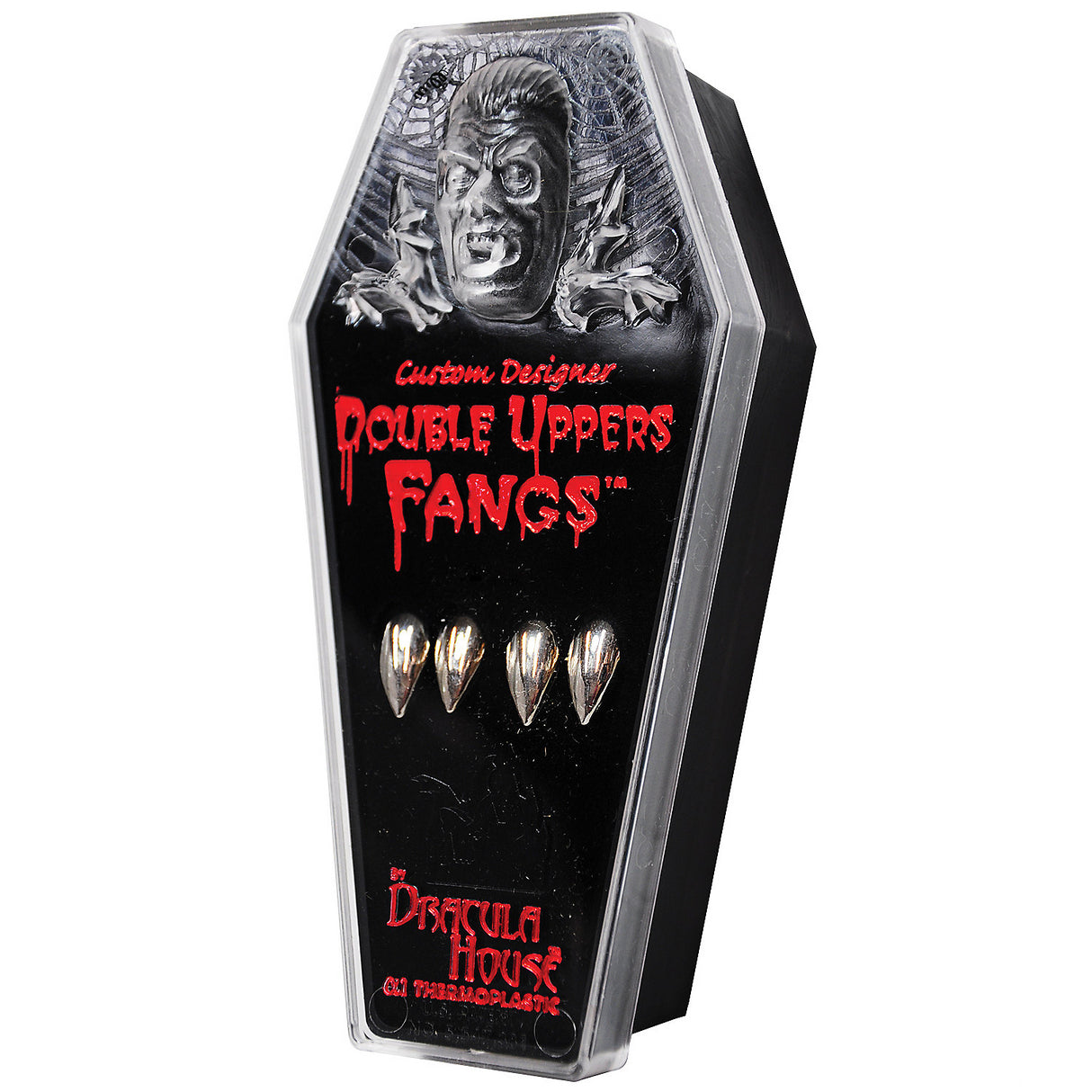 Designer Chrome Double Uppers Dracula Fangs for Halloween Parties Themed Events and DIY Costume Creations