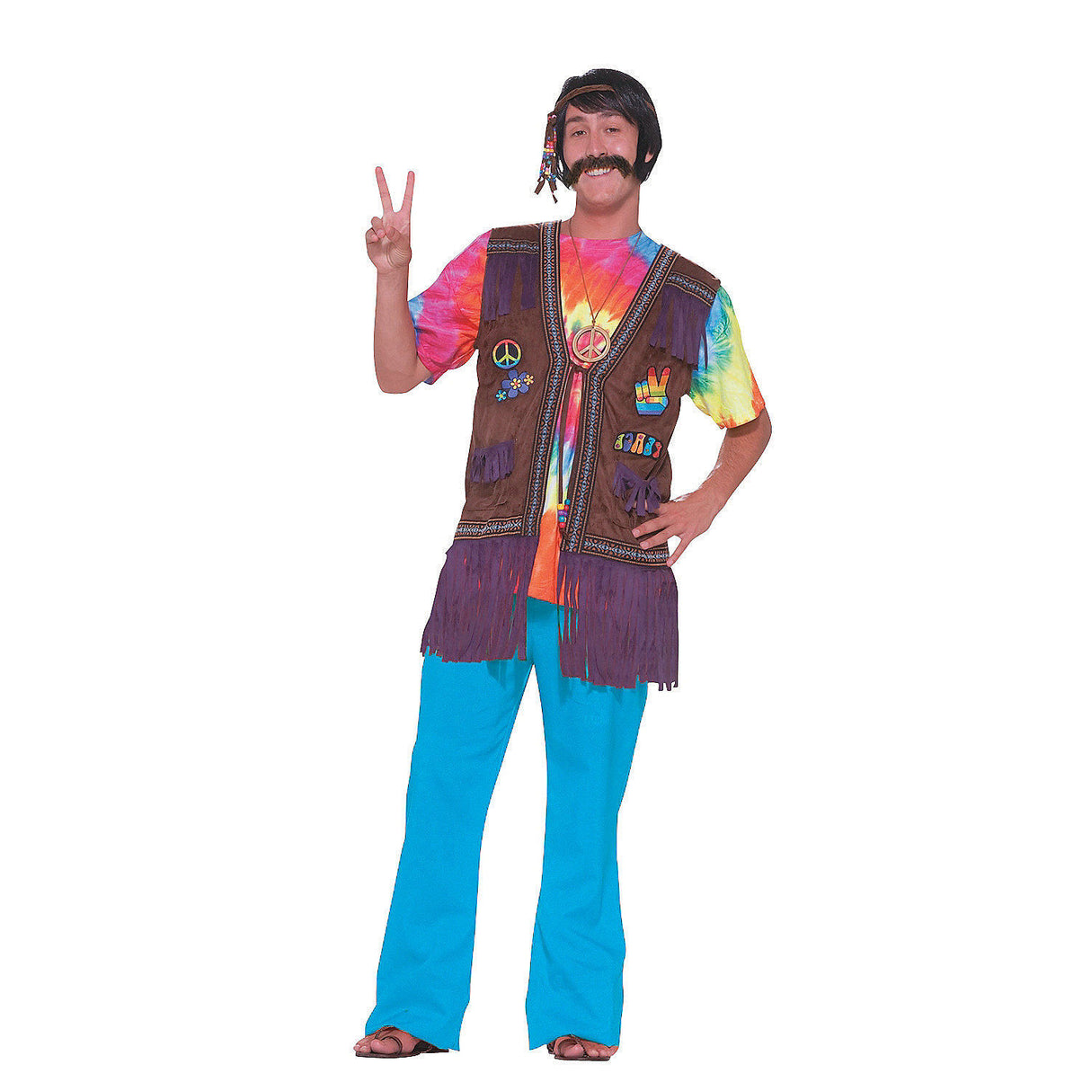 Classic Men's Hippie Peace Vest for Halloween Parties Costume Events and Retro Themed Celebrations