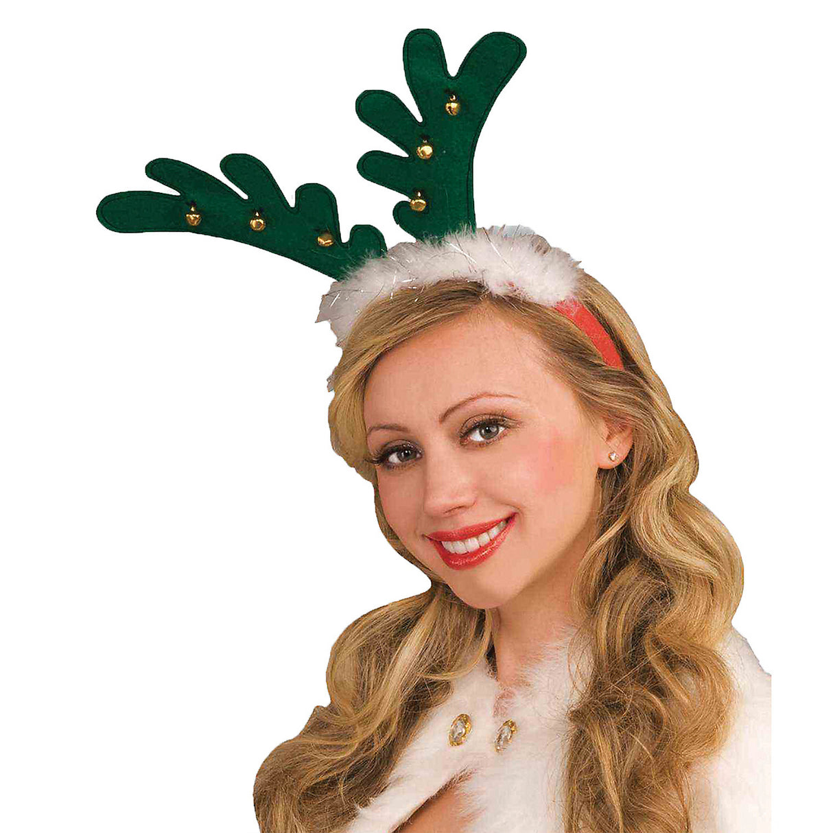 Festive Green Reindeer Antlers with Bells for Christmas Parties Holiday Events and Winter Celebrations