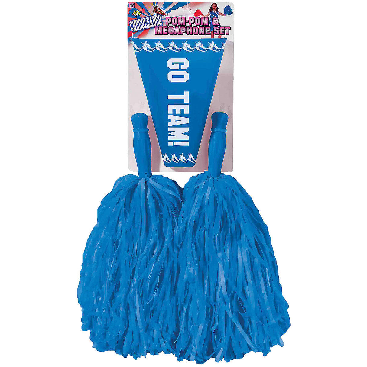 Cheerleader Blue Pom Pom Set for Sports Games Parties and Costume Events