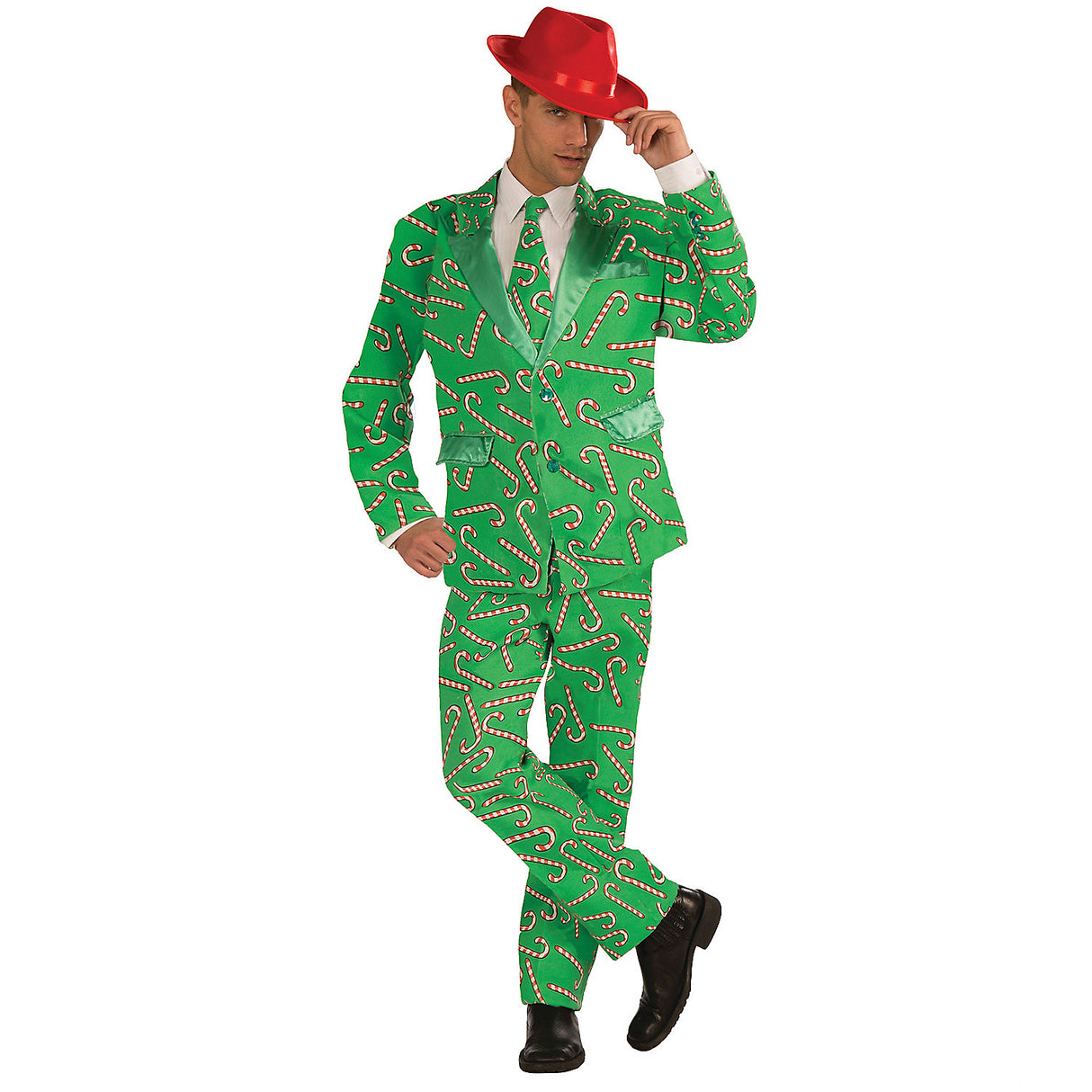 Festive Men's Candy Cane Suit for Christmas Parties and Holiday Celebrations