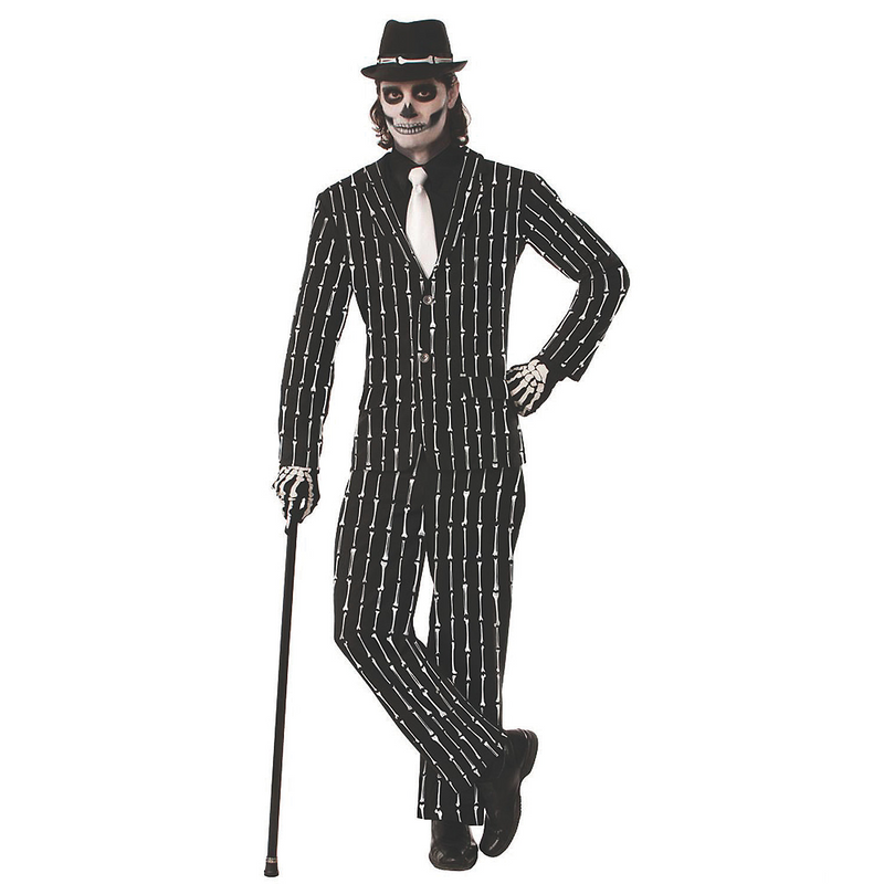 Stylish Men's Bone Pin Stripe Suit for Halloween Parties and Themed Events