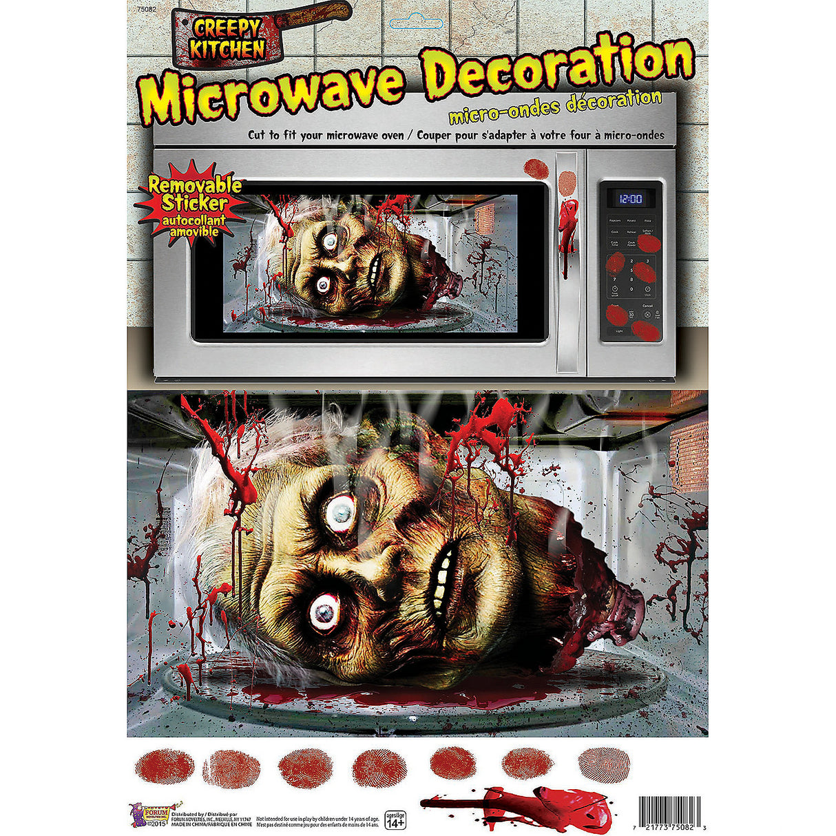 Creepy Microwave Door Cling for Halloween Party Kitchen Decorations and Scary Themed Events
