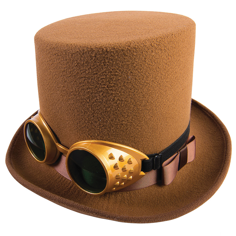 Steampunk costume hat with goggles for themed events