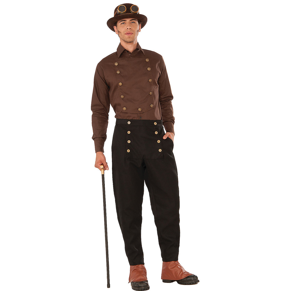 Vintage Men's Brown Steampunk Shirt for Halloween Parties Historical Reenactments and Themed Events