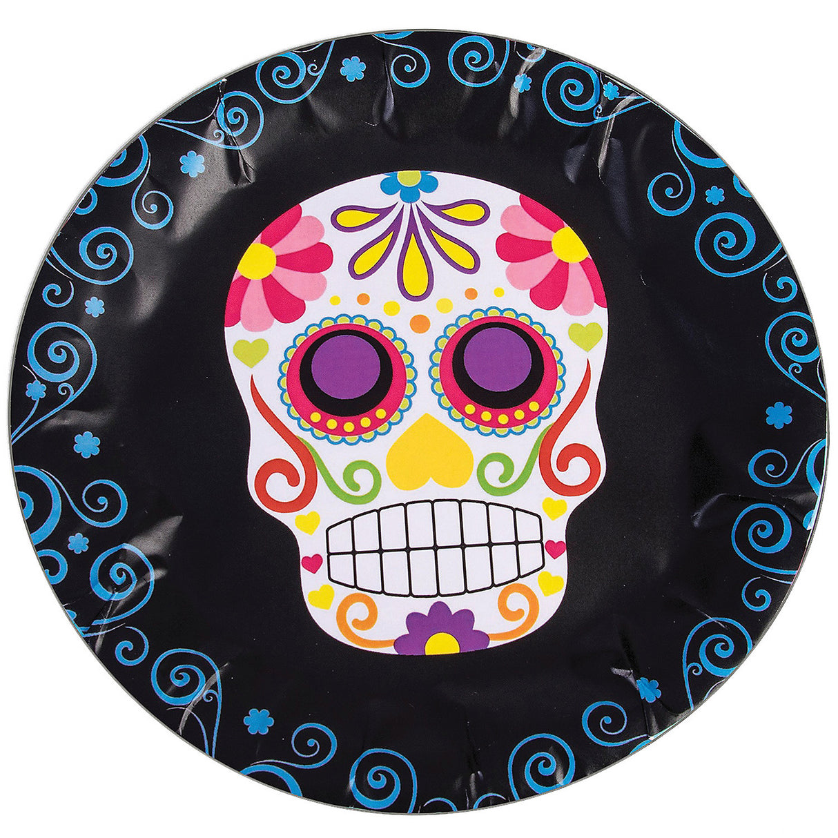 Day of the Dead Round Plates for Celebrating Festivities and Parties