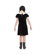 Gothic Girl Child Black Dress Halloween Costume with Collar