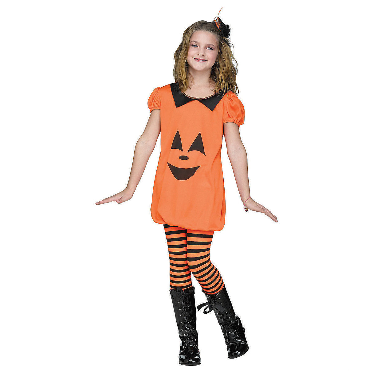 Fun Pumpkin Romper Child Costume for Halloween Parties and School Events