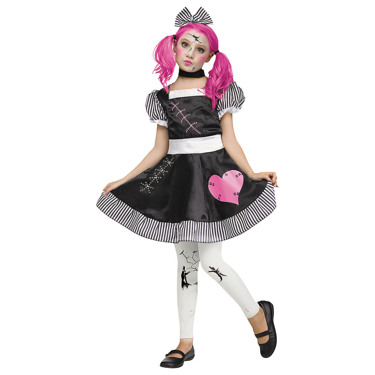 Enchanting Girl's Broken Doll Costume for Halloween Parties and Dress-up Adventures