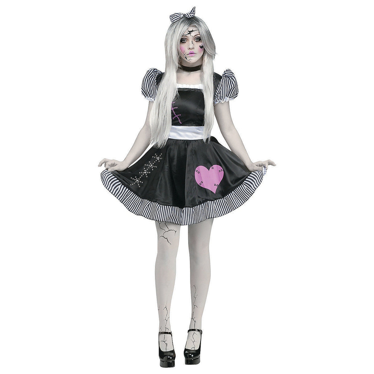 Goth Women's Broken Doll Costume for Halloween Parties and Spooky Costume Events