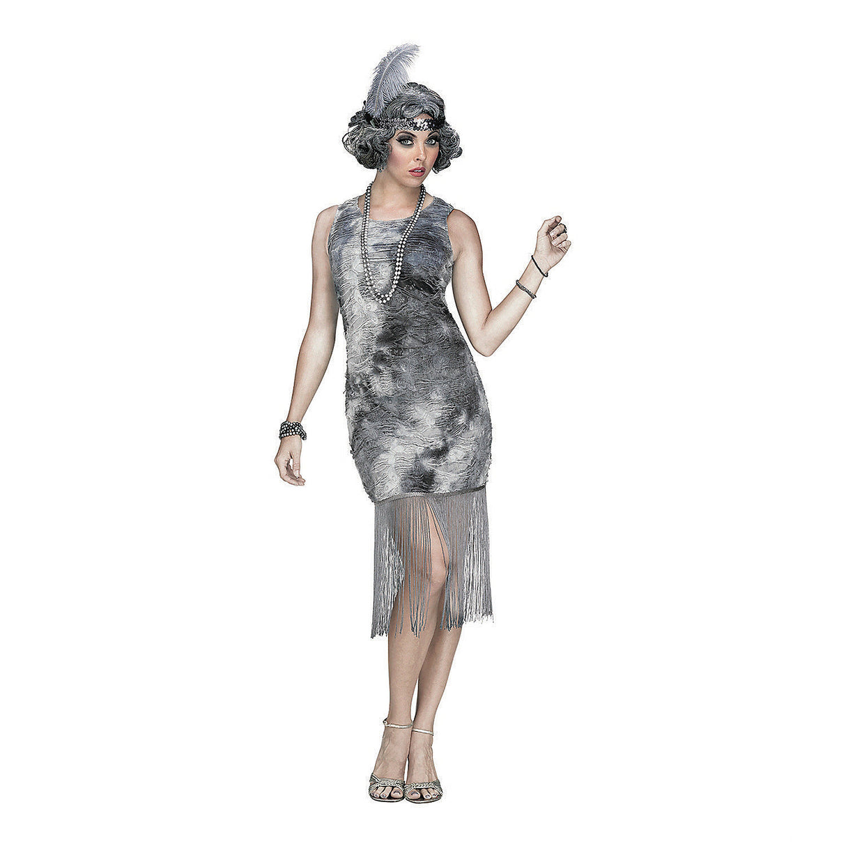 Stylish Women's Ghostly Flapper Costume for Halloween Events and Vintage-Themed Parties
