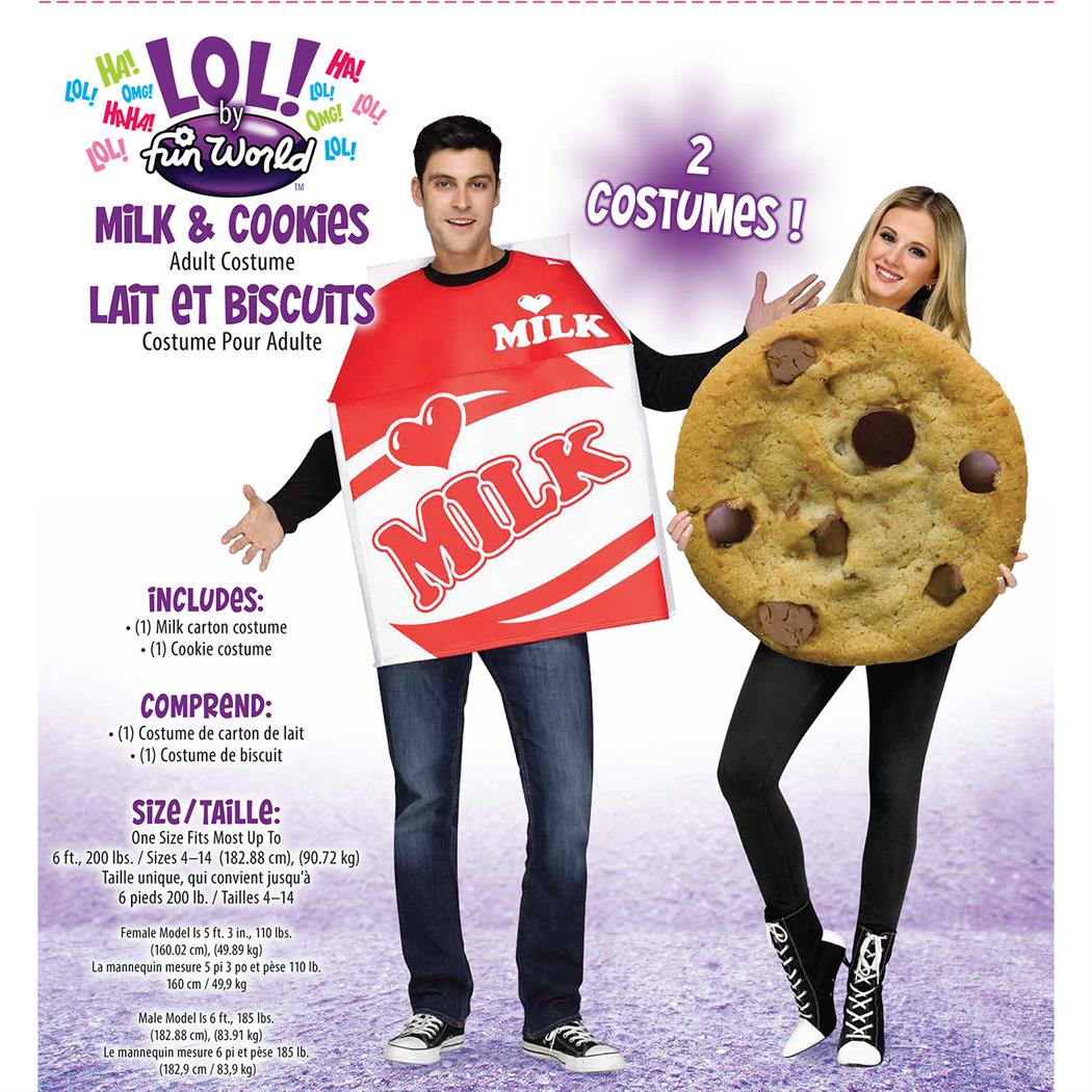 Creative Unisex Milk and Cookie Costumes for Couples Halloween Parties and Fun Theme Events