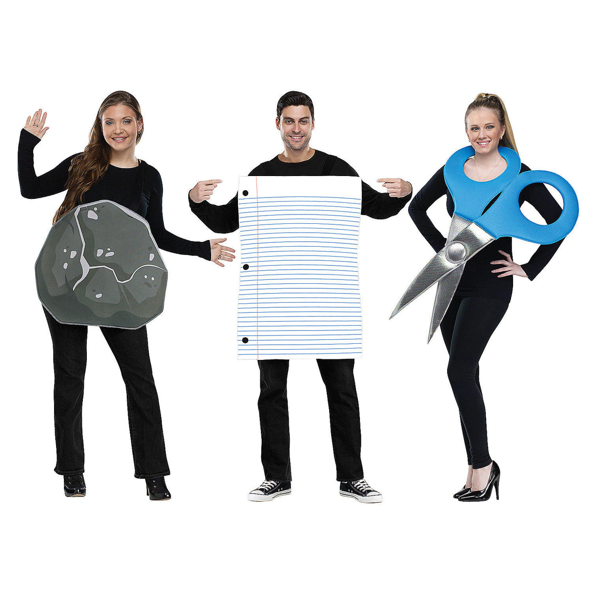 Fun Adult Rock Paper Scissors Group Costume for Parties Halloween Cosplay and Group Events