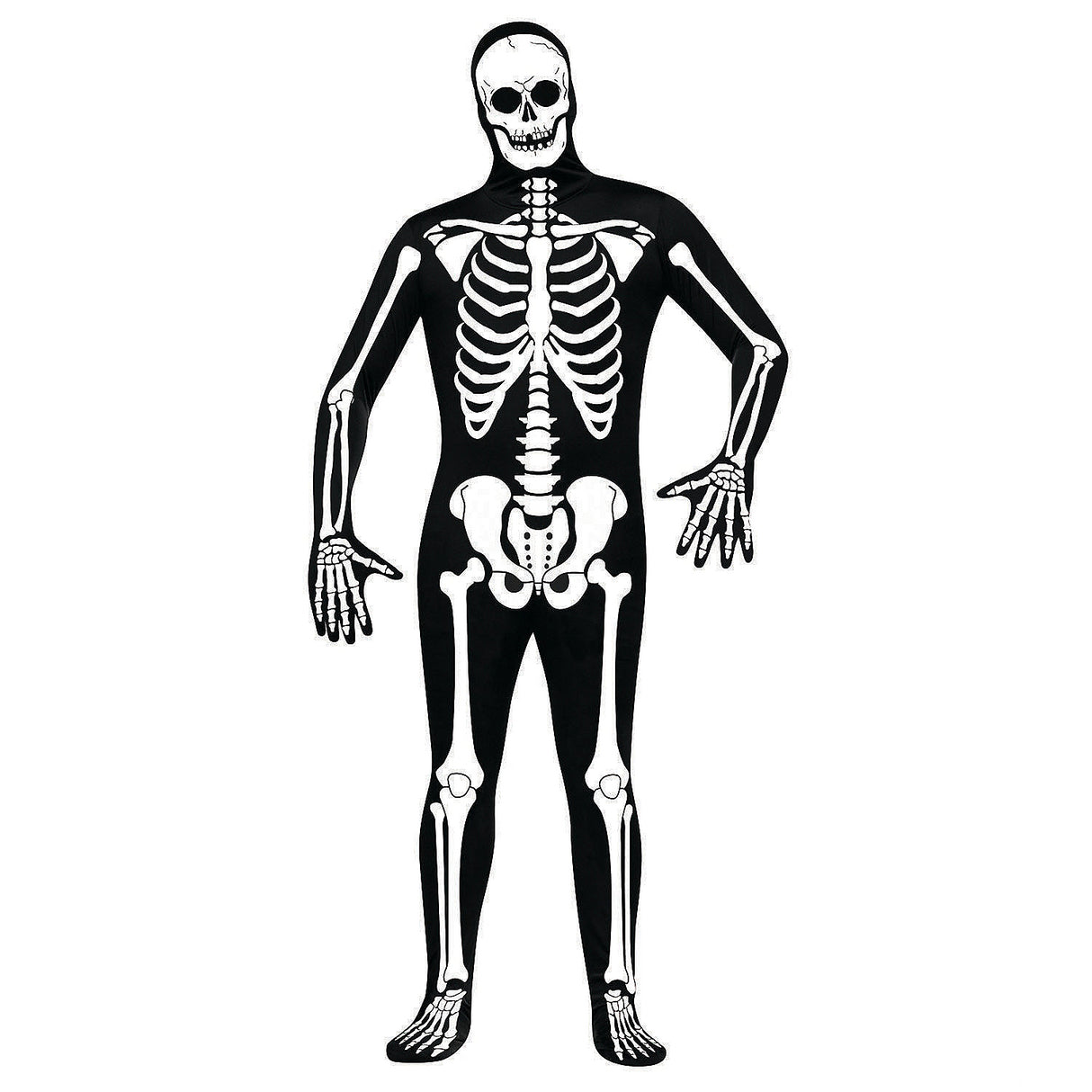 Classic Men's Skeleton or Skinny Man Costume for Halloween Parties and Eerie Celebrations
