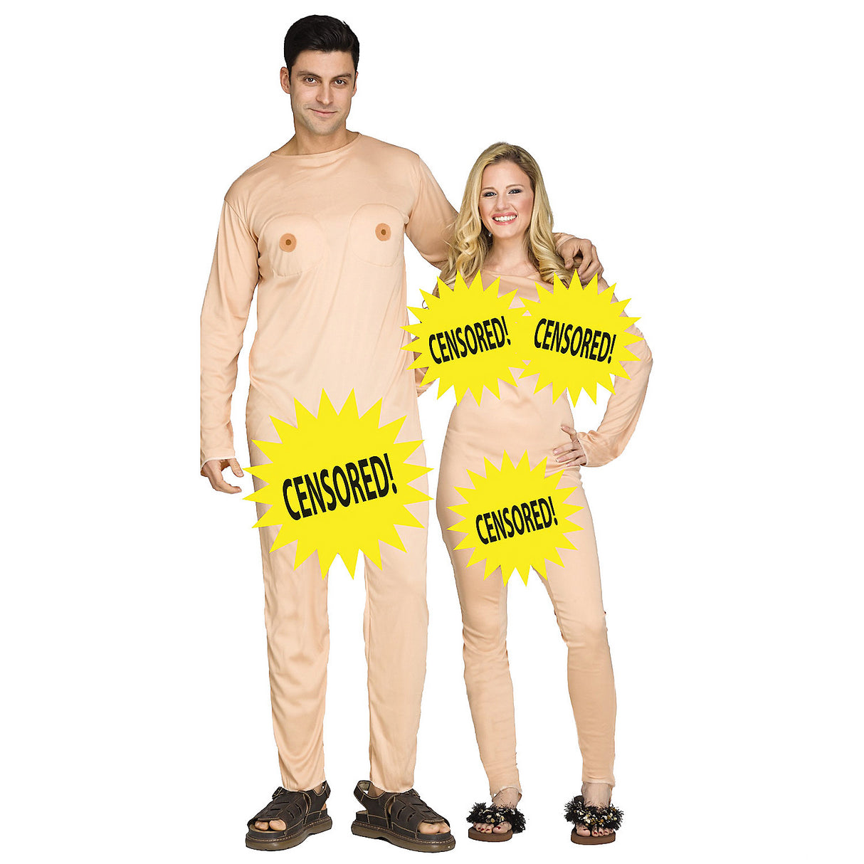 Exhibitionist Nudist Couple Costume for Halloween Parties and Adult Themed Events