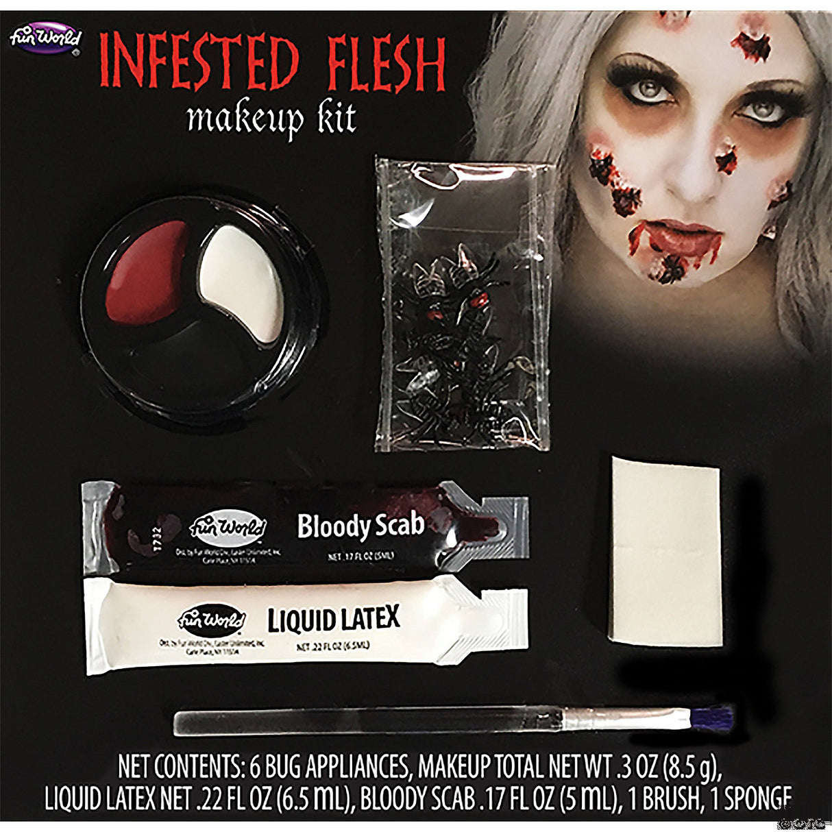 Infested Flesh Makeup Kit for Creating Zombie Characters and Horror Themed Costumes