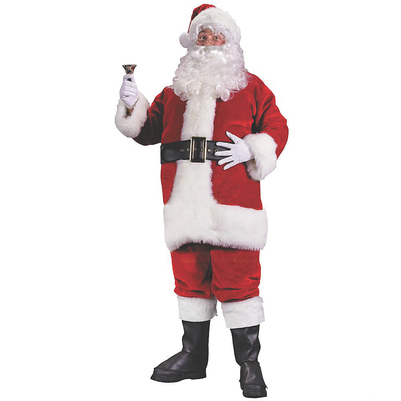 Men's deluxe plush Santa Claus costume with accessories