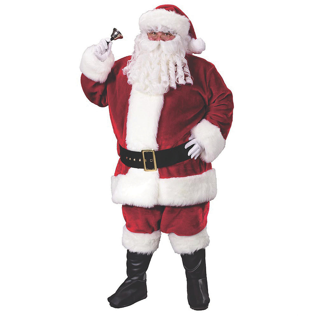 Plush Crimson Santa Suit for Halloween Christmas Festivities and Holiday Parties