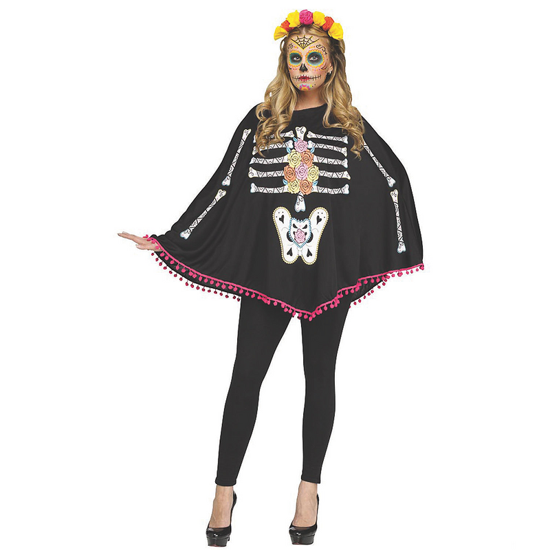Adult Day of the Dead poncho costume