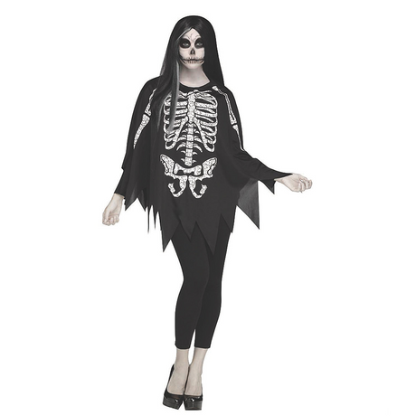 Poncho Skeleton Adult One Size