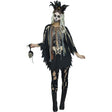 Adult Voodoo skeleton print Halloween poncho costume
