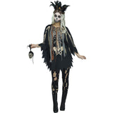 Voodoo Poncho Skeleton Halloween Costume Adult One Size