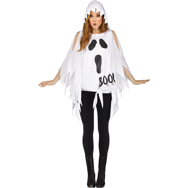 GHOST/PRINT PONCHO ADULT COSTUME