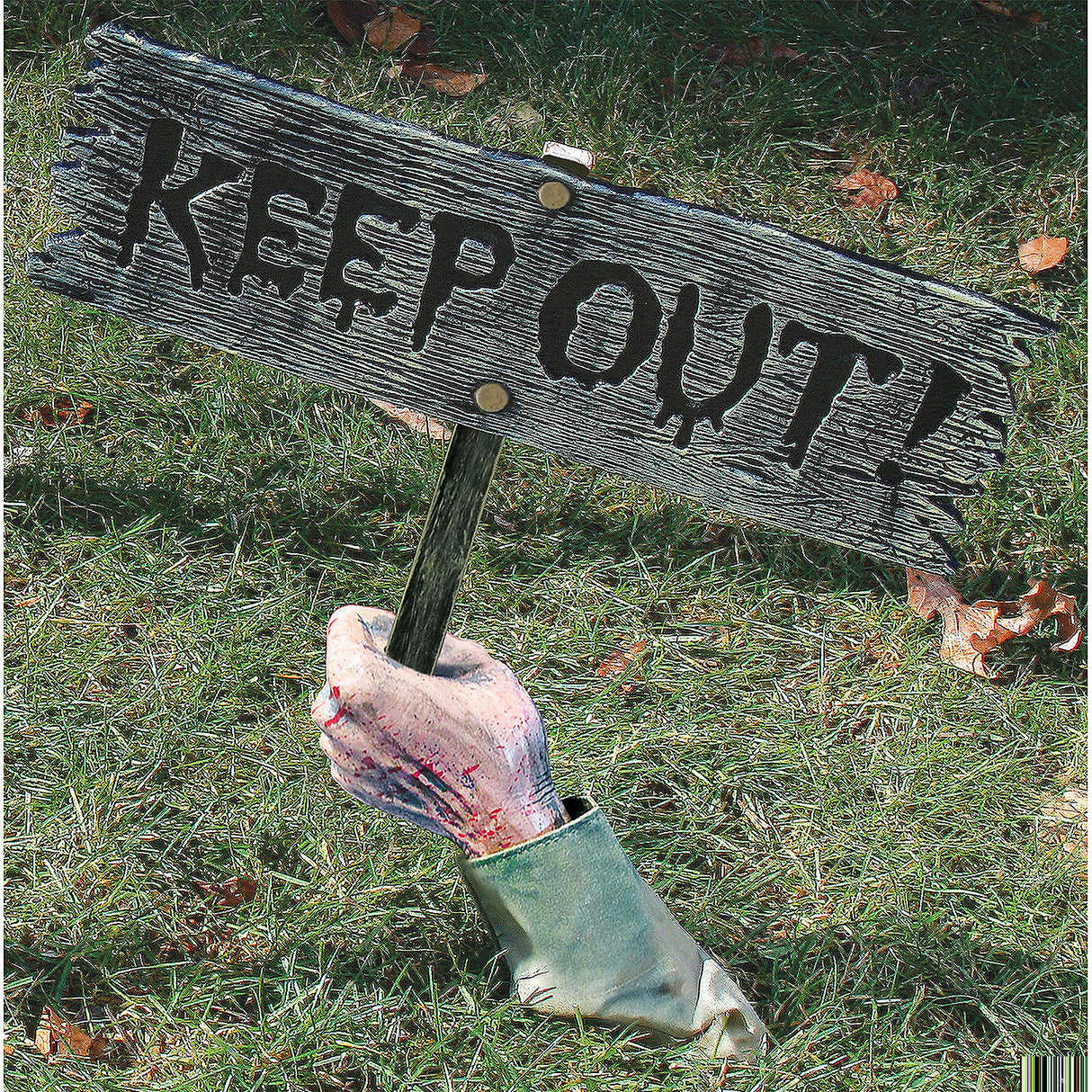 Spooky Keep Out Warning Prop for Halloween Decorations Outdoor Graveyard Scenes