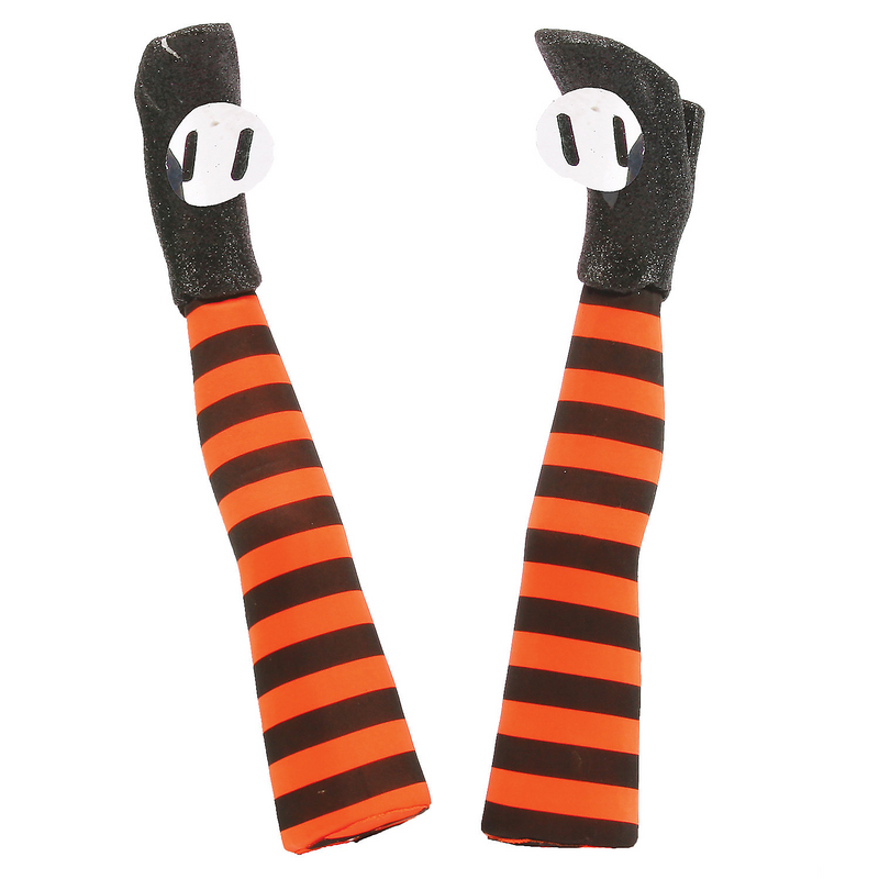 Funny Orange Witch Legs Yard Stakes Set for Halloween Decorations and Outdoor Lawn Decor