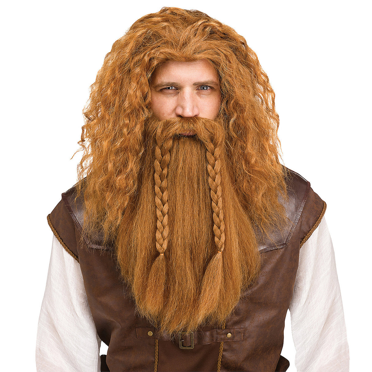 Auburn Viking Wig and Beard Set for Warrior Costume Events and Halloween Celebrations