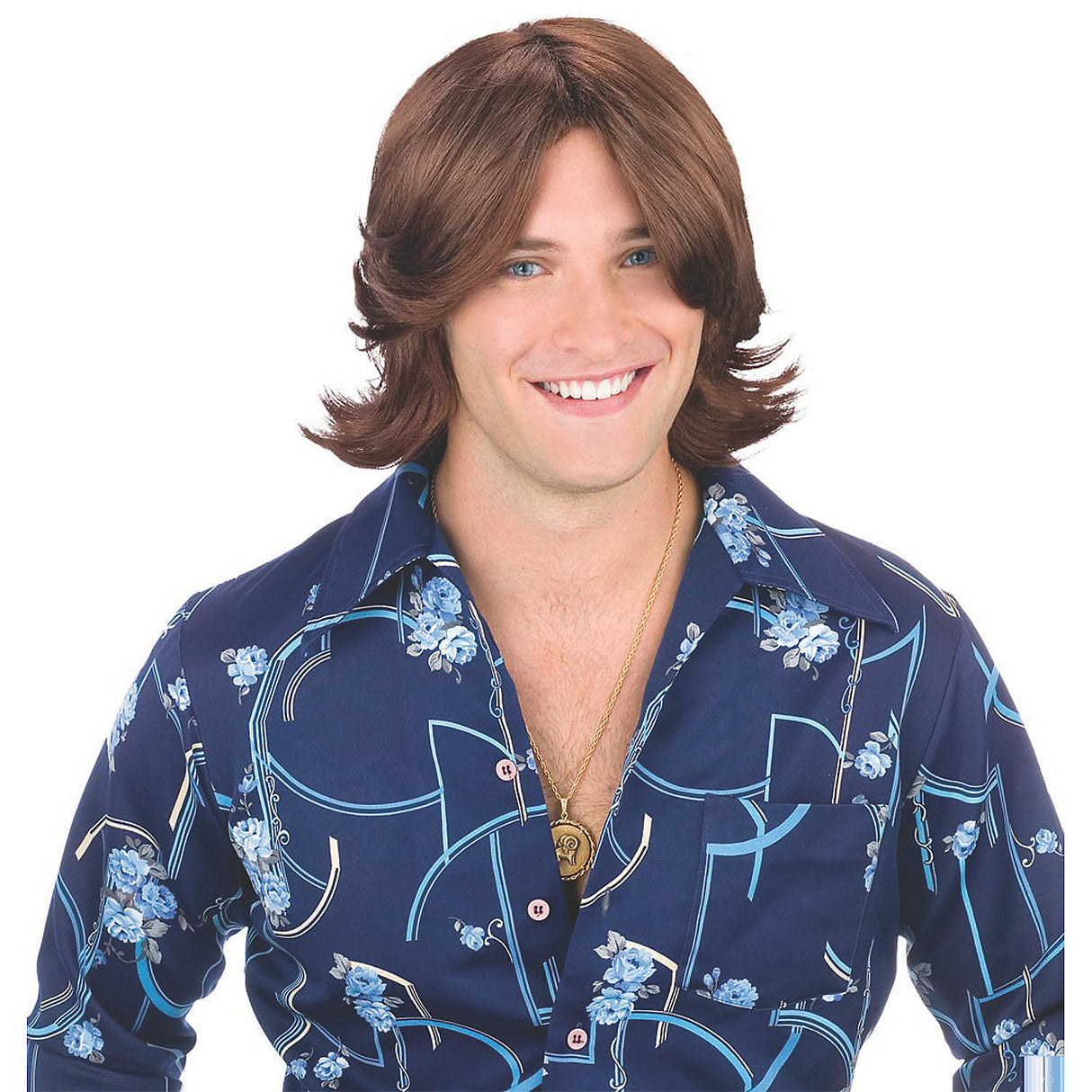 Premium Ladies Man Brown Wig for Halloween Parties Retro Events and 70s Costume Looks